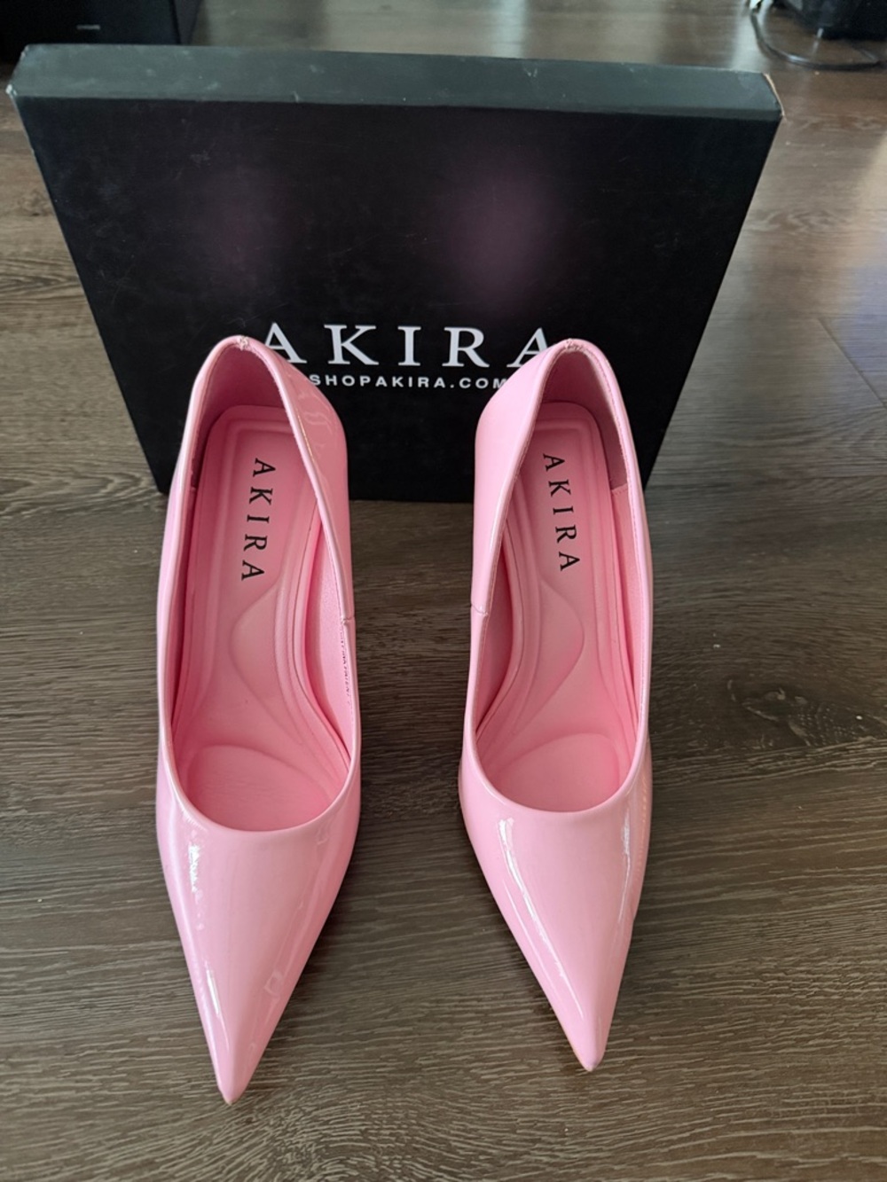 AKIRA Pink Patent Pointed Toe Pumps